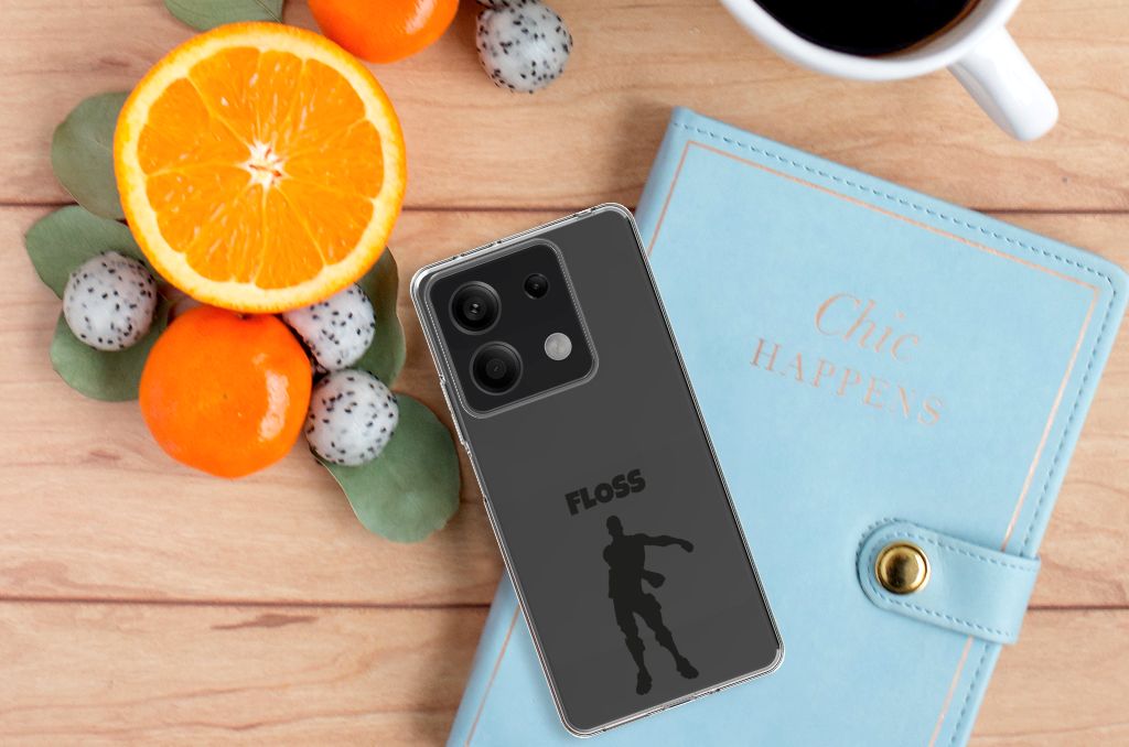 Xiaomi Redmi Note 13 5G Telefoonhoesje met Naam Floss achterkant bovenaanzicht