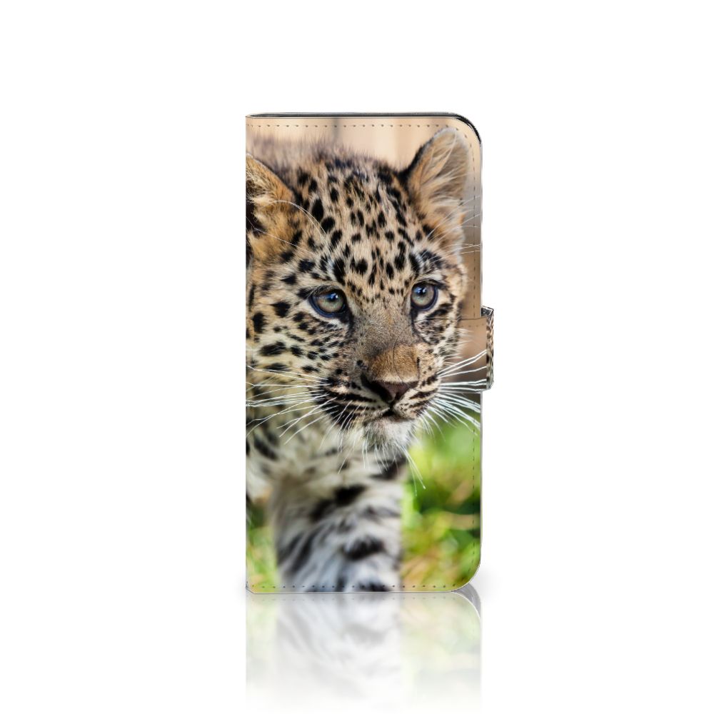 Xiaomi Redmi Note 13 5G Telefoonhoesje met Pasjes Baby Luipaard design baby luipaard aanzicht