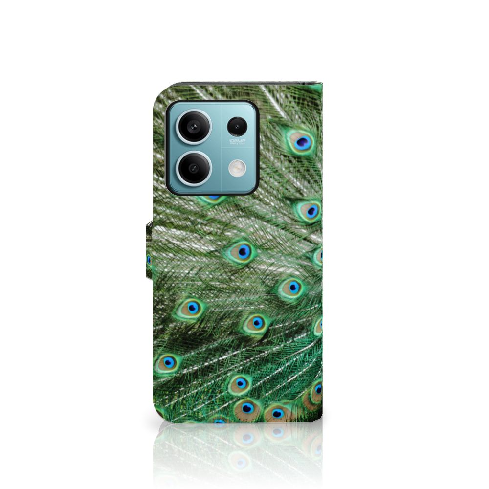 Xiaomi Redmi Note 13 5G Telefoonhoesje met Pasjes Pauw design pauw aanzicht