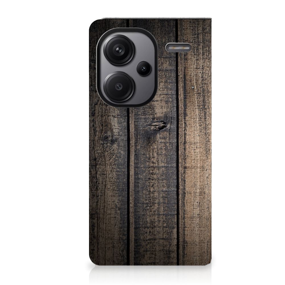 Xiaomi Redmi Note 13 Pro Plus Book Wallet Case Steigerhout hout uiterlijk