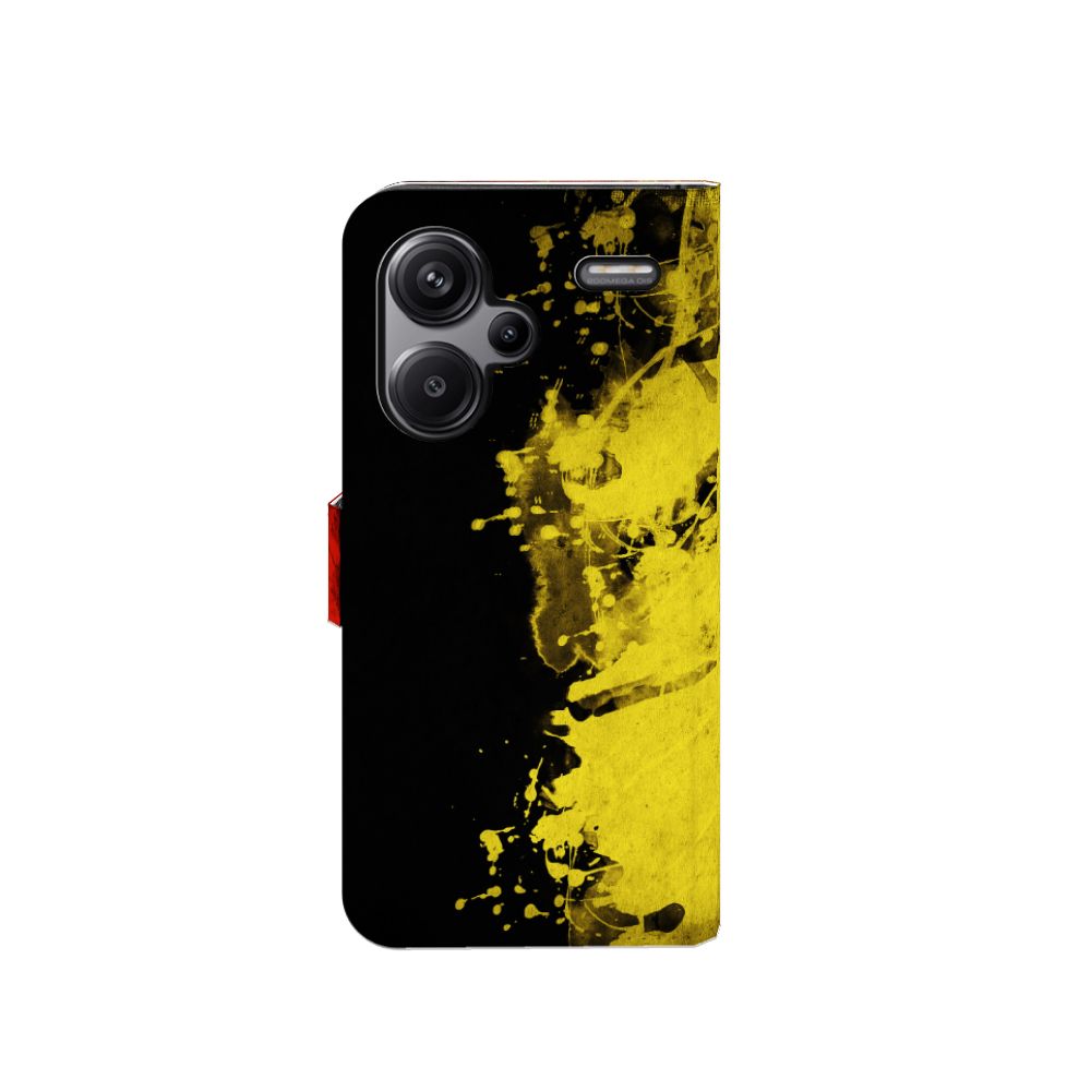 Xiaomi Redmi Note 13 Pro Plus Bookstyle Case België design zwart geel aanzicht