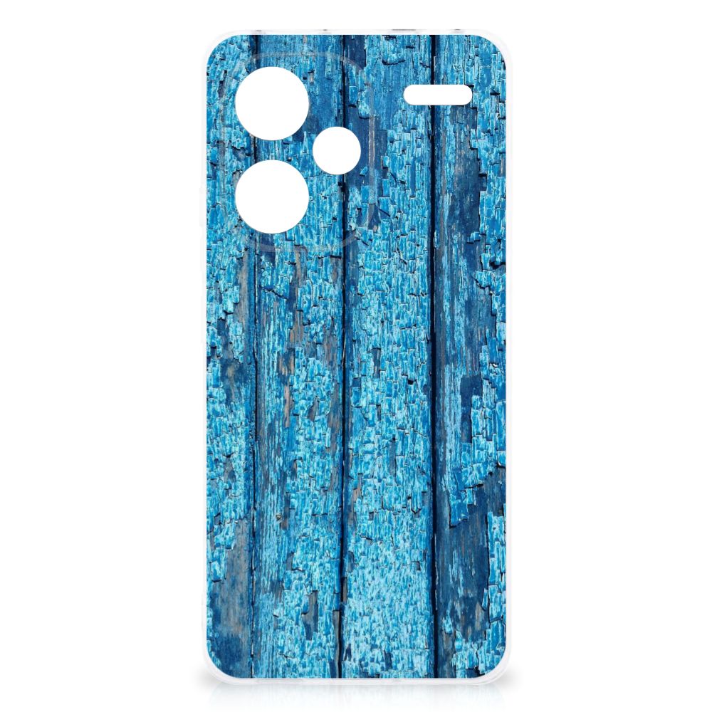 Xiaomi Redmi Note 13 Pro Plus Bumper Hoesje Wood Blue backdesign blauw hout