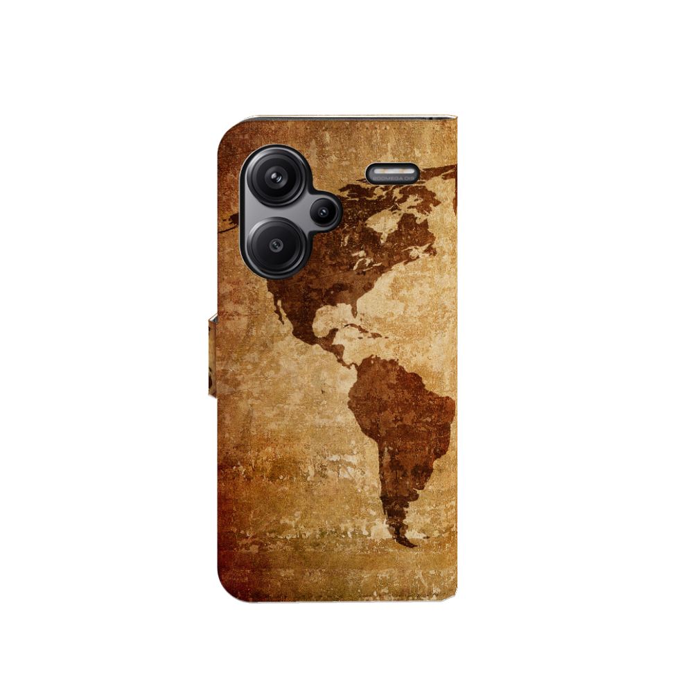 Xiaomi Redmi Note 13 Pro Plus Flip Cover Wereldkaart met vintage wereldkaart design voor bescherming en stijl 🌍