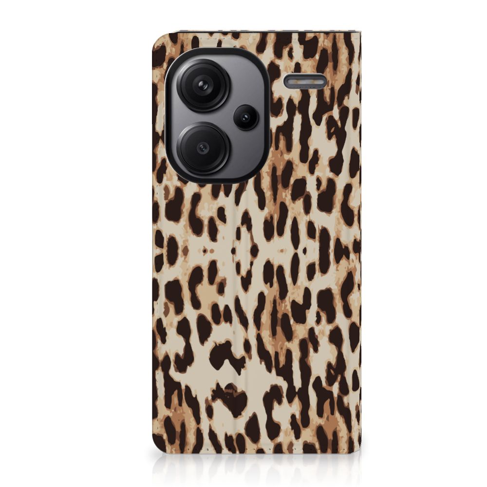 Xiaomi Redmi Note 13 Pro Plus Hoesje maken Leopard stand case luipaardprint voorzijde