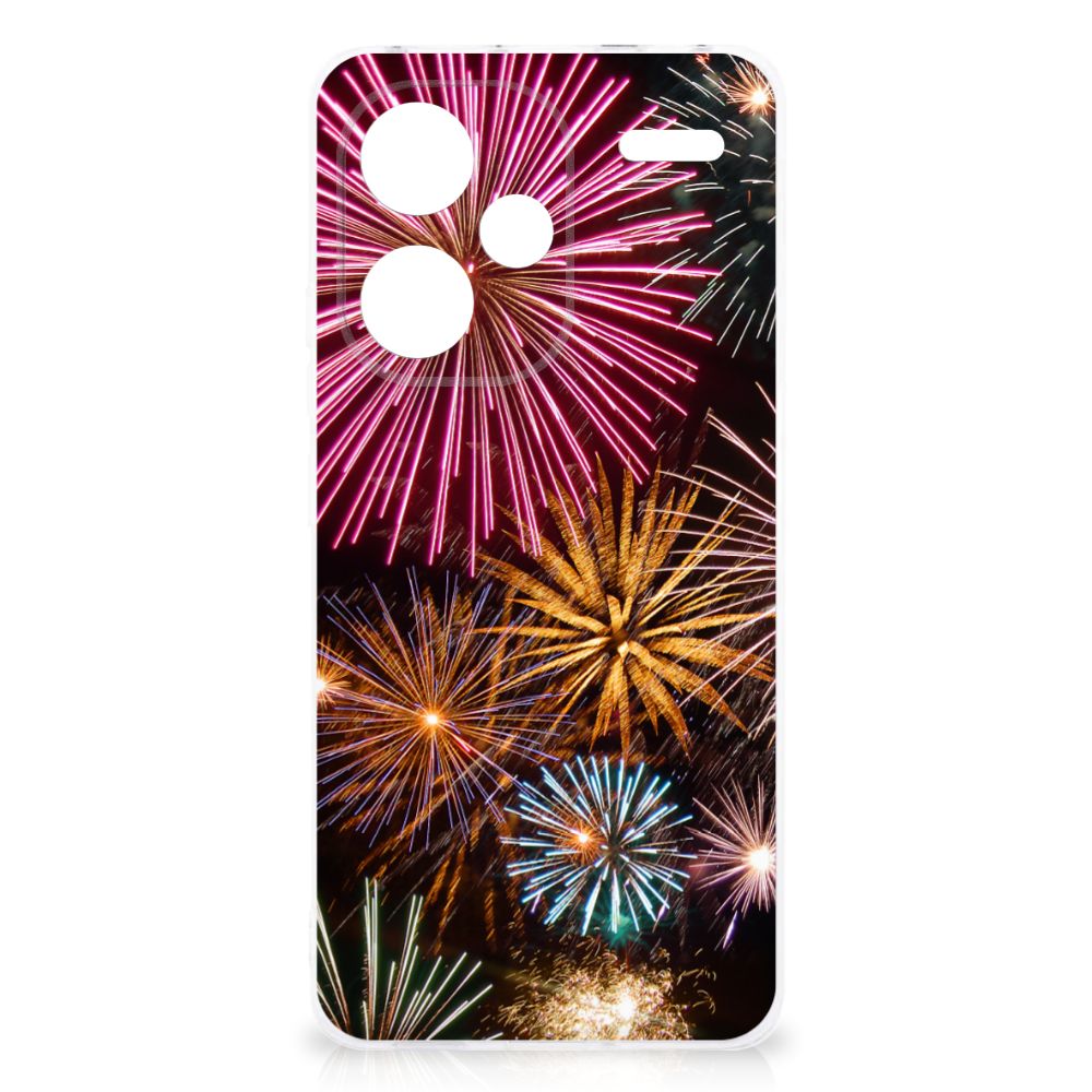 Xiaomi Redmi Note 13 Pro Plus Silicone Back Cover Vuurwerk vuurwerk ontwerp zijaanzicht