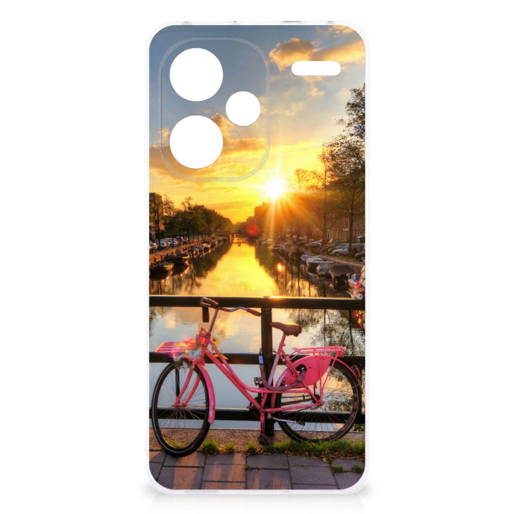 Xiaomi Redmi Note 13 Pro Plus Siliconen Back Cover Amsterdamse Grachten fiets zonsondergang Amsterdam
