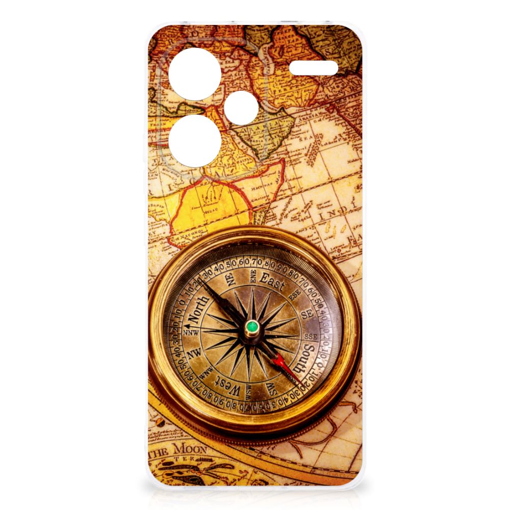Xiaomi Redmi Note 13 Pro Plus Siliconen Back Cover Kompas kompas design achterkant