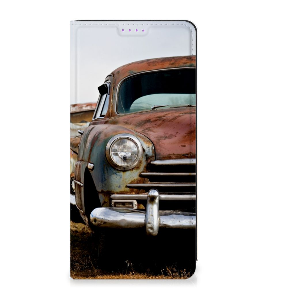 Xiaomi Redmi Note 13 Pro Plus Stand Case Vintage Auto boekhoes vintage auto voorkant