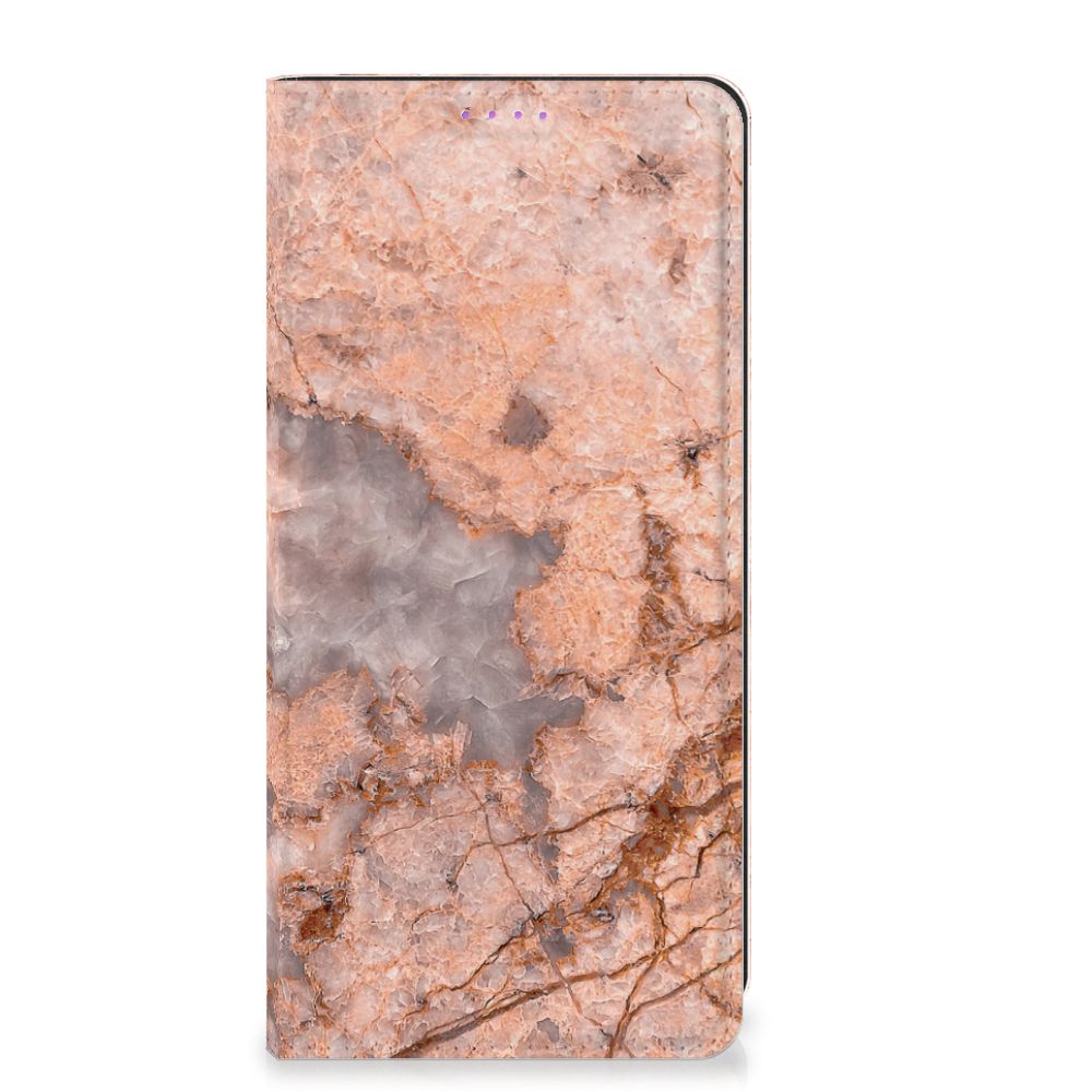 Xiaomi Redmi Note 13 Pro Plus Standcase Marmer Oranje hoesje voorkant