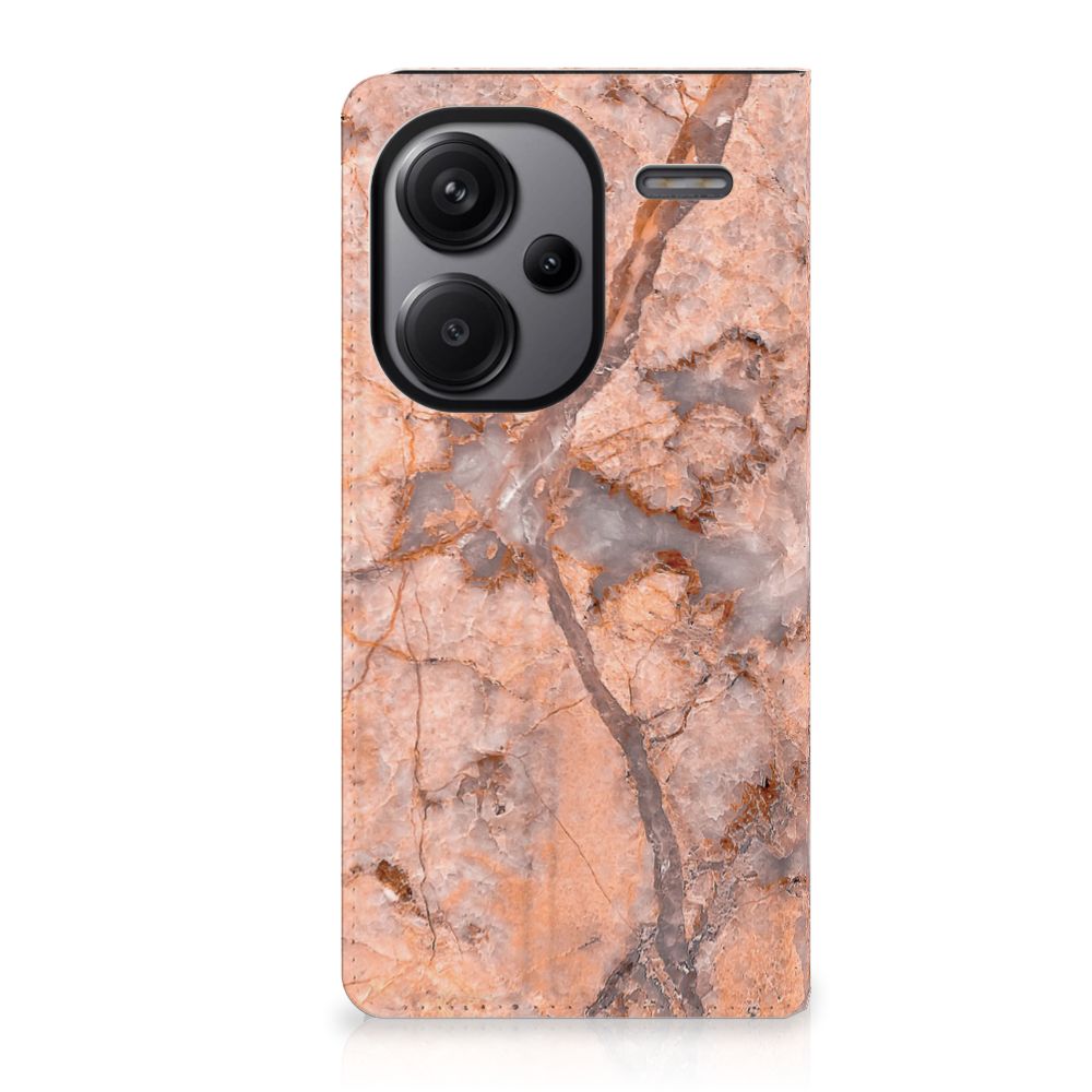 Xiaomi Redmi Note 13 Pro Plus Standcase Marmer Oranje hoesje voorkant