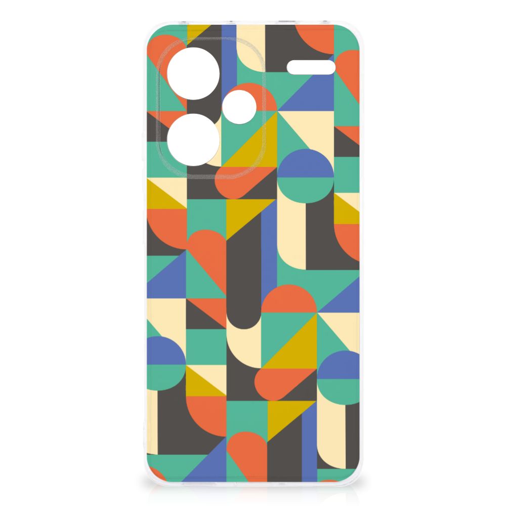 Xiaomi Redmi Note 13 Pro Plus TPU bumper Funky Retro achterzijde design kleurrijke geometrische vormen