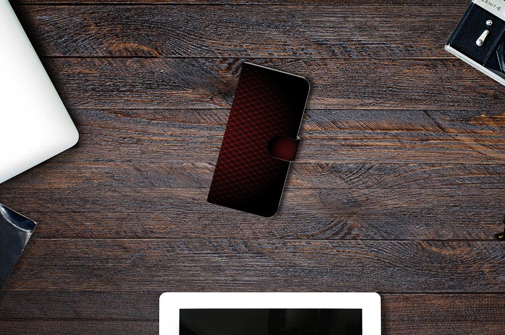 Xiaomi Redmi Note 13 Pro Plus Telefoon Hoesje Geruit Rood design minimalistisch aanzicht
