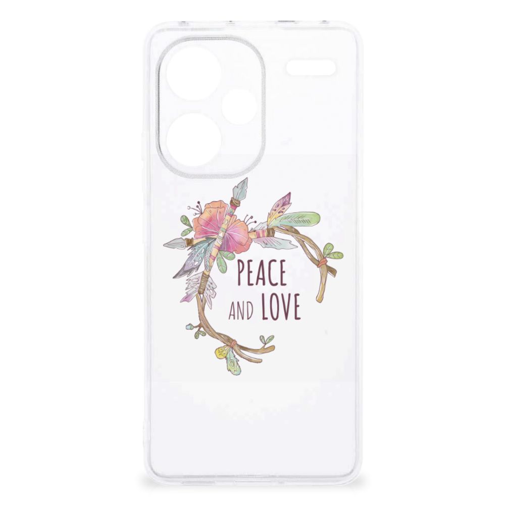 Xiaomi Redmi Note 13 Pro Plus Telefoonhoesje met Naam Boho Text bloemen ontwerp aanzicht