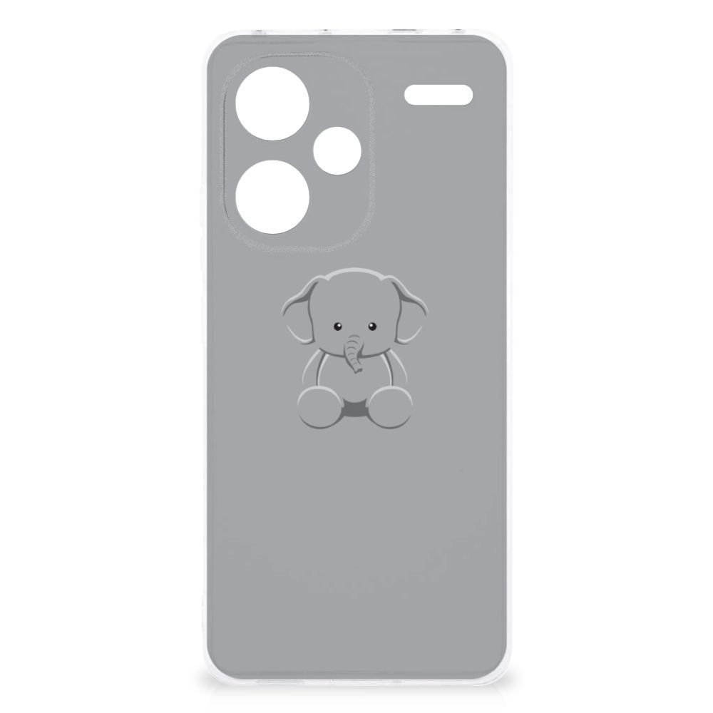 Xiaomi Redmi Note 13 Pro Plus Telefoonhoesje met Naam Grijs Baby Olifant achterkant ontwerp