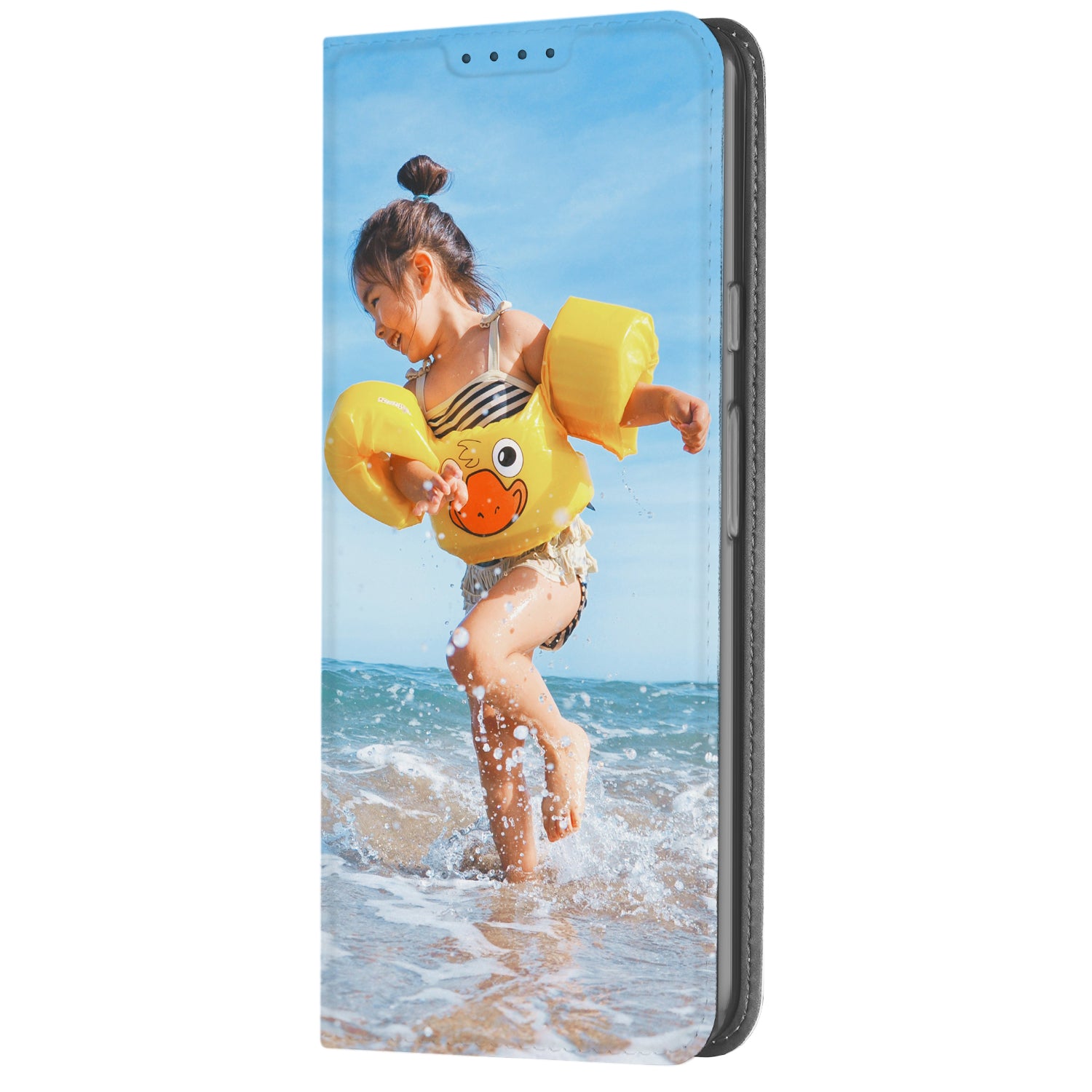 Google Pixel 8A Zelf Ontwerpen Stand Case Hoesje kind strand speels