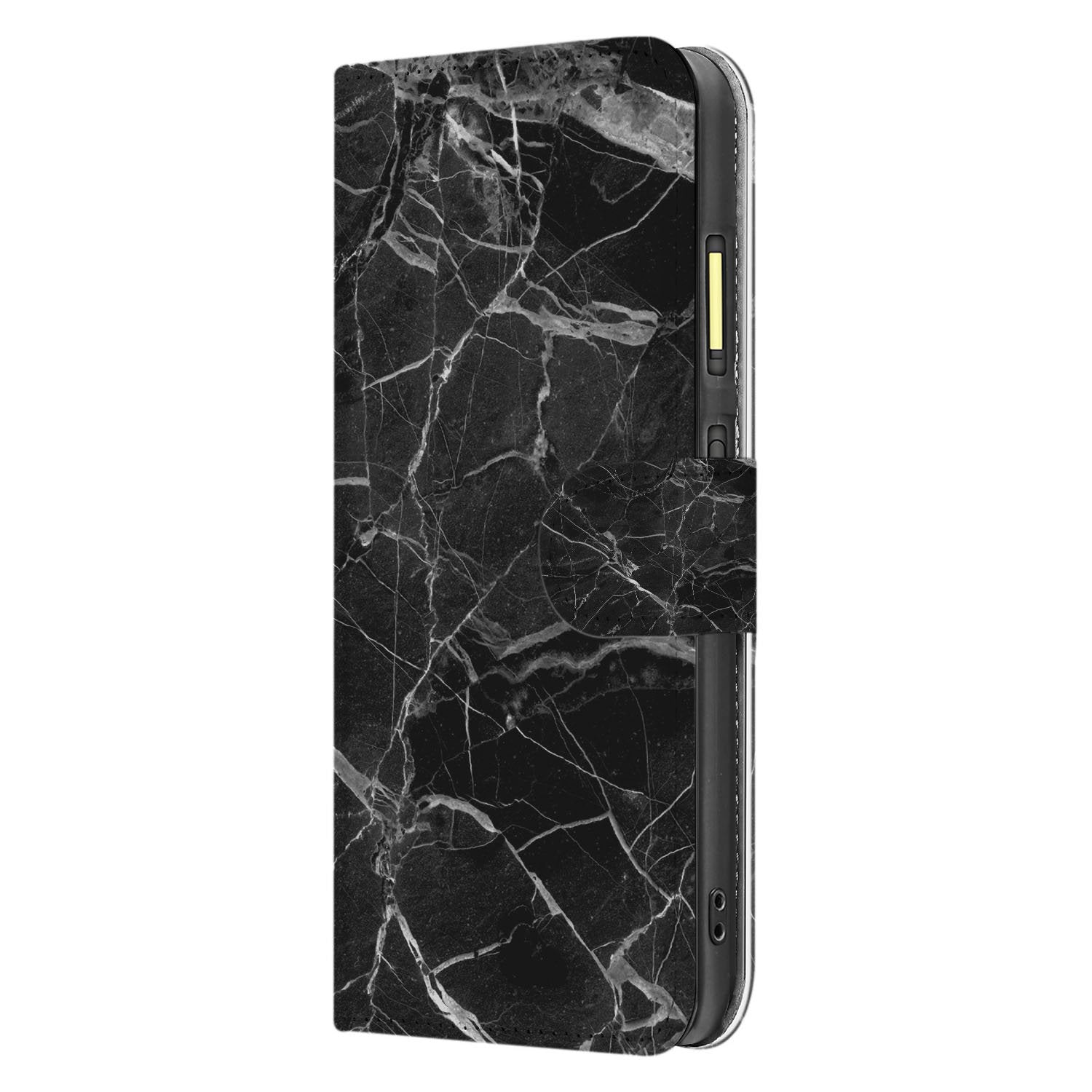 Zwart Marmer Met Pasjesvak Luxe Fairphone 6 Portemonnee Hoesje designnaam aanzicht