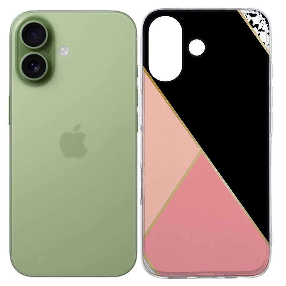Apple iPhone 17 Softcase Back cover Zwart Roze Vormen