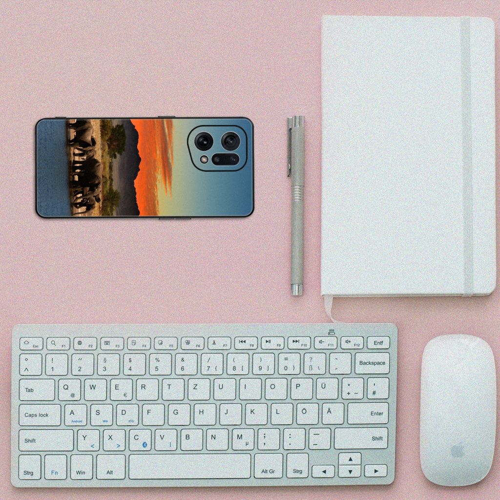 OPPO Find X5 Dierenprint Telefoonhoesje Olifanten B2C Telecom