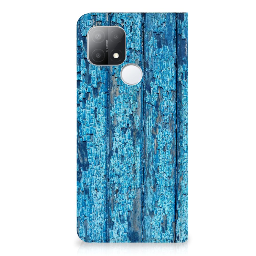 OPPO A15 Book Wallet Case Wood Blue - B2C Telecom