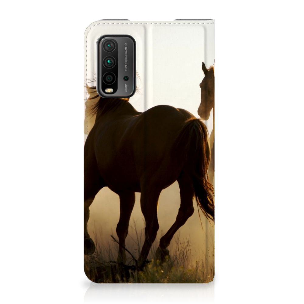 Xiaomi Poco M3 | Redmi 9T Hoesje maken Design Cowboy met paardenprint in een natuurlijk landschap.