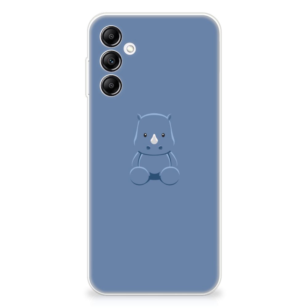 Samsung Galaxy A14 5G Telefoonhoesje met Naam Baby Rhino met schattig baby neushoorn ontwerp.