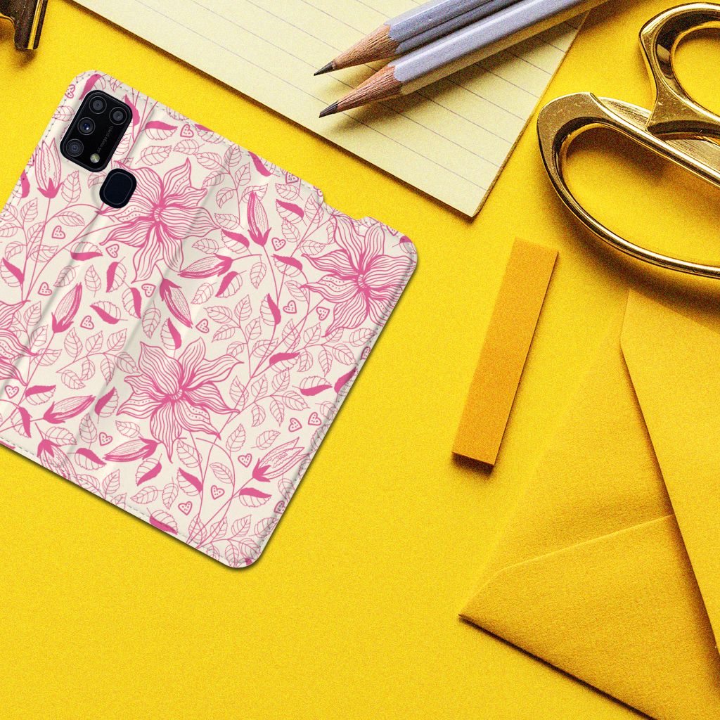 Samsung Galaxy M31 Smart Cover Pink Flowers - B2C Telecom