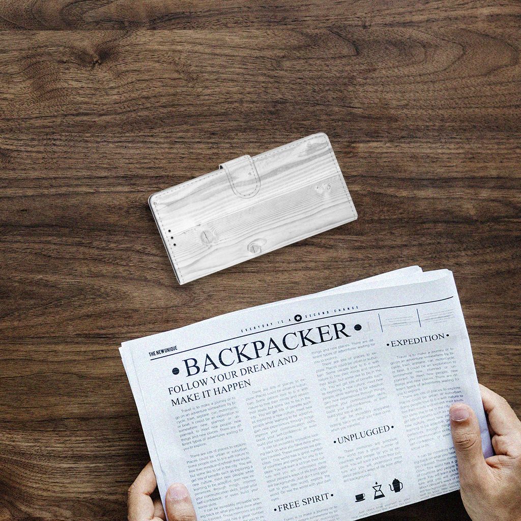 Samsung Galaxy A02s | M02s Book Style Case White Wood