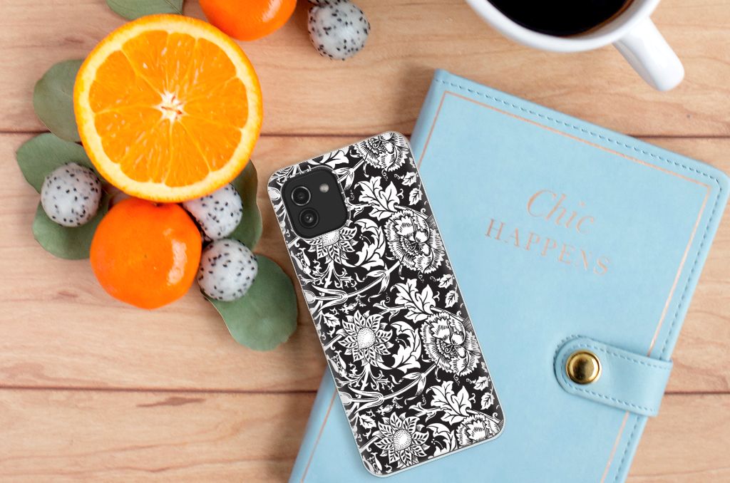 Samsung Galaxy A03 TPU Case Black Flowers B2C Telecom