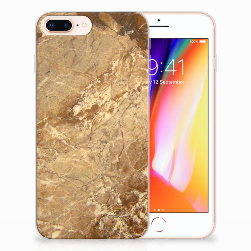 Apple iPhone 7 Plus | 8 Plus TPU Siliconen Hoesje Marmer Creme