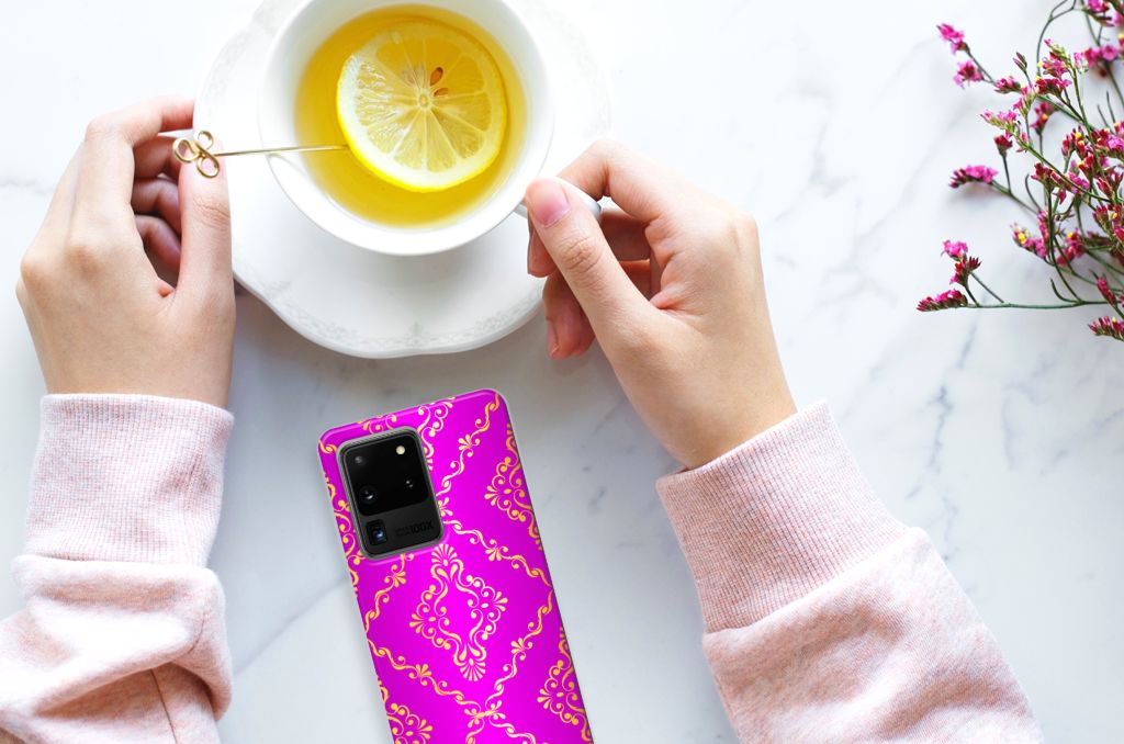 Siliconen Hoesje Samsung Galaxy S20 Ultra Barok Roze B2C Telecom