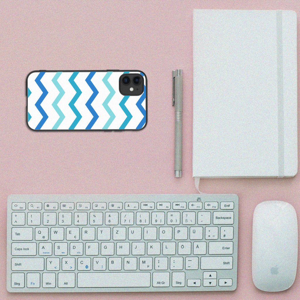 iPhone 11 Back Case Zigzag Blauw B2C Telecom