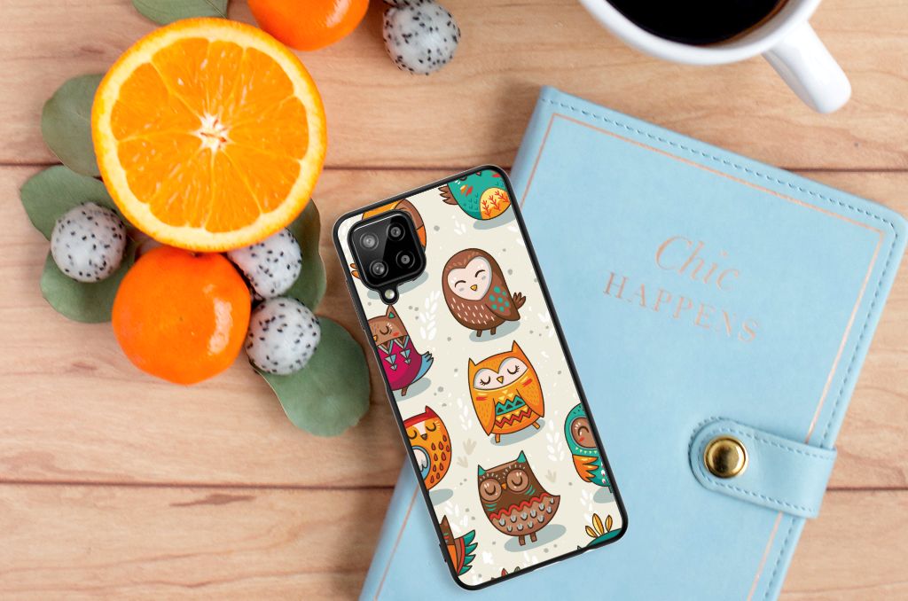 Samsung Galaxy A12 Dierenprint Telefoonhoesje Vrolijke Uilen B2C Telecom