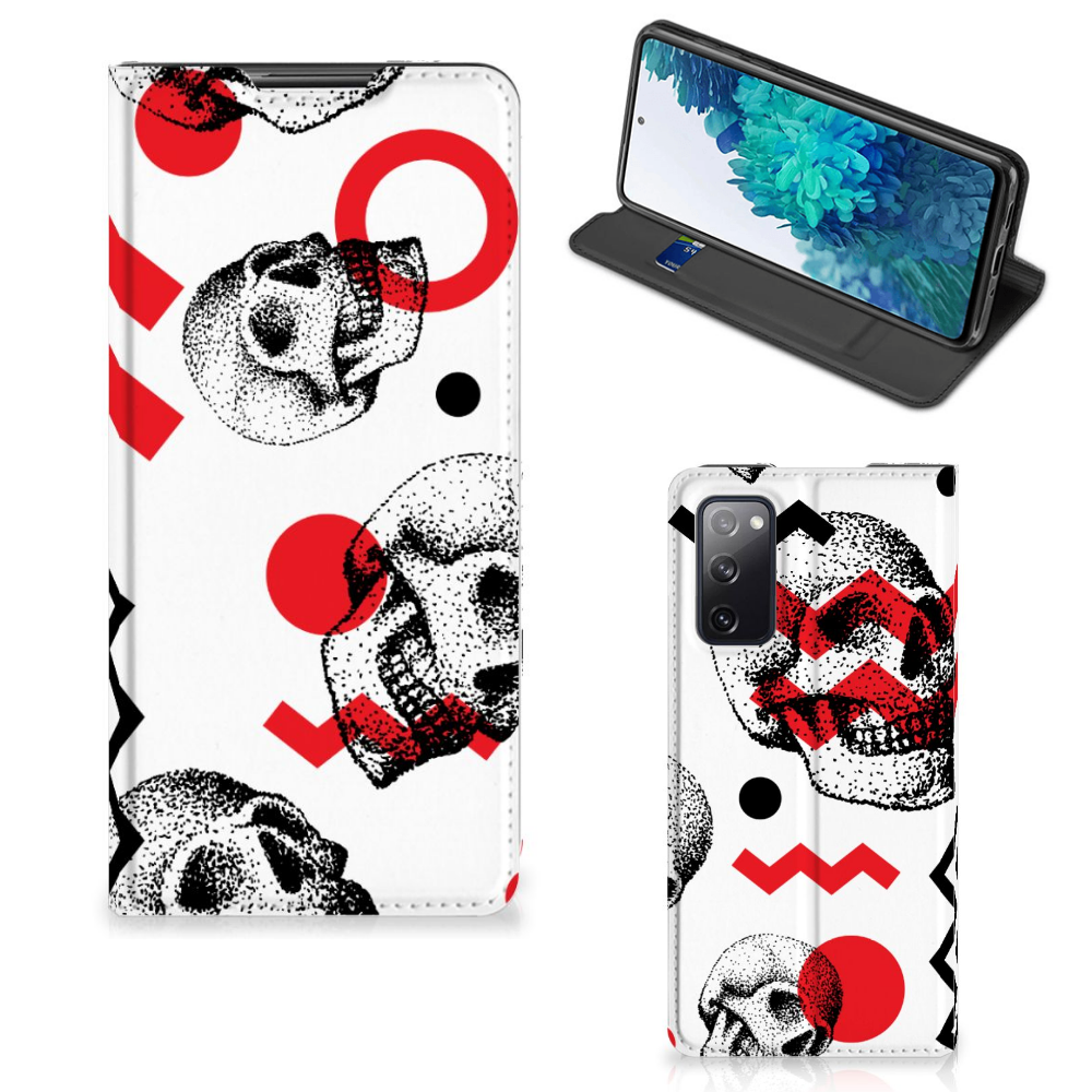 Mobiel BookCase Samsung Galaxy S20 FE Skull Red - B2C Telecom