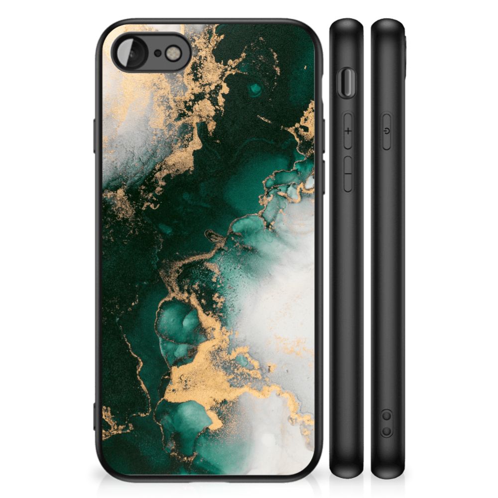 Marmeren Print Telefoonhoesje voor iPhone SE 2022 | SE 2020 | 7/8 Marmer Groen met abstracte groene marmerdesign