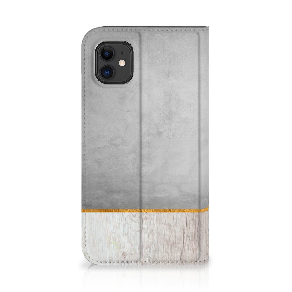 Apple iPhone 11 Book Wallet Case Wood Concrete