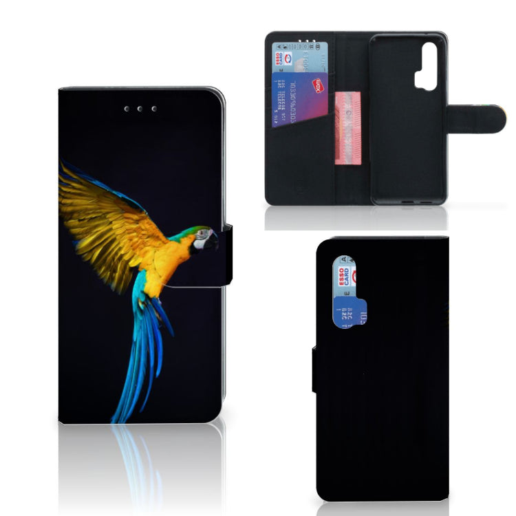 Honor 20 Pro Telefoonhoesje met Pasjes Papegaai