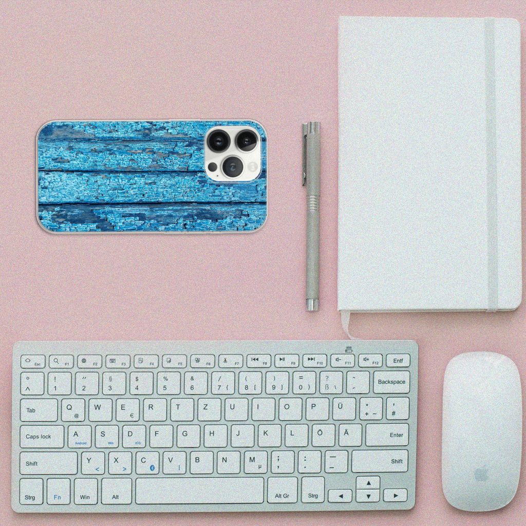 iPhone 13 Pro Max Bumper Hoesje Wood Blue B2C Telecom