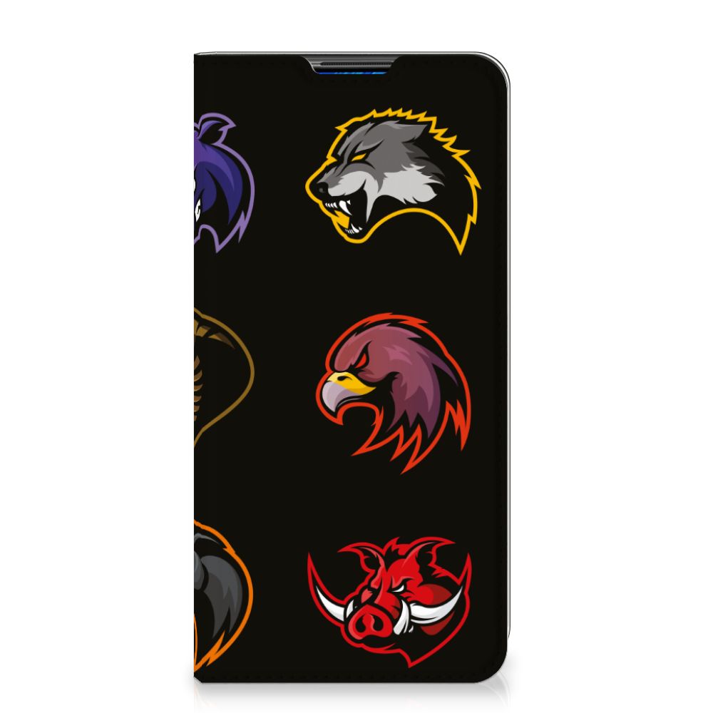 Xiaomi Redmi Note 9 Magnet Case Cartoon design featuring various animal logos on a black background.