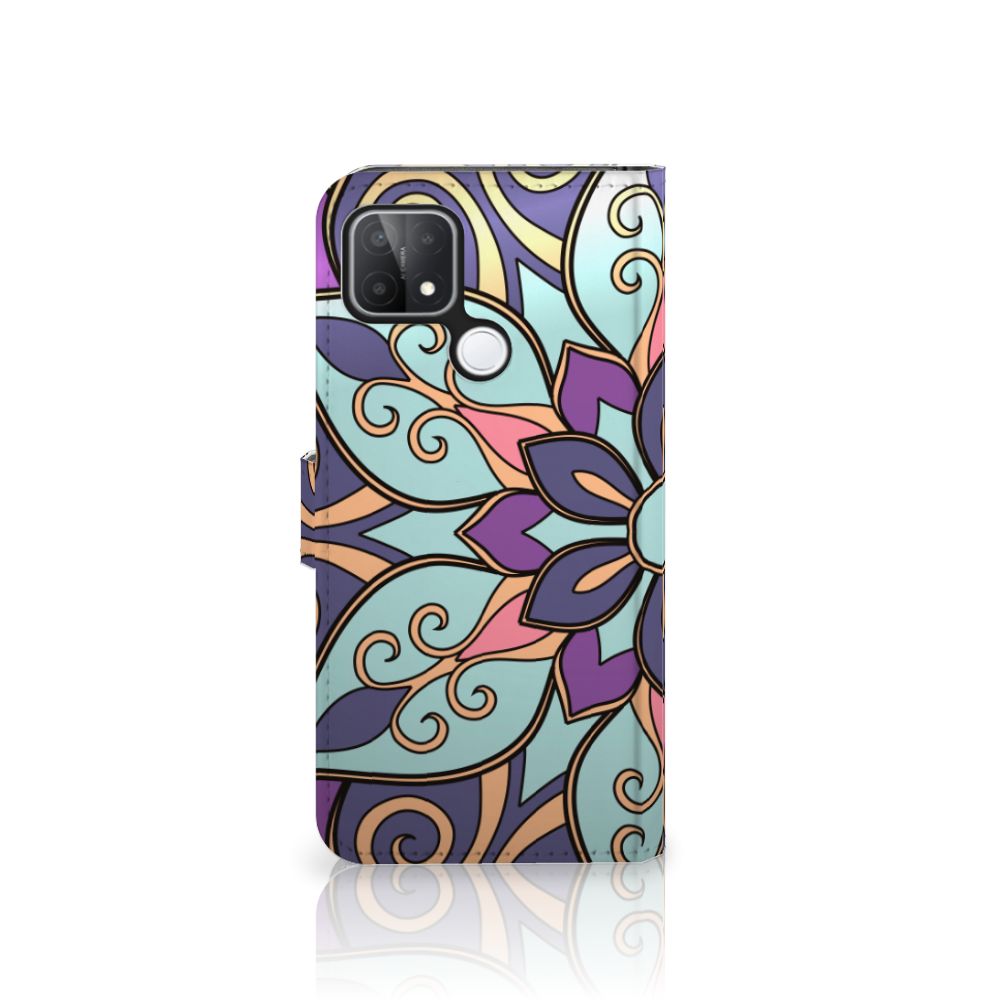 OPPO A15 Hoesje Purple Flower