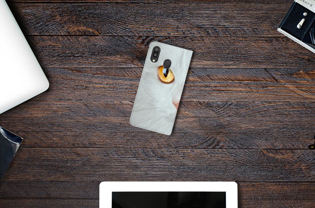 Samsung Galaxy M20 Hoesje maken Witte Kat