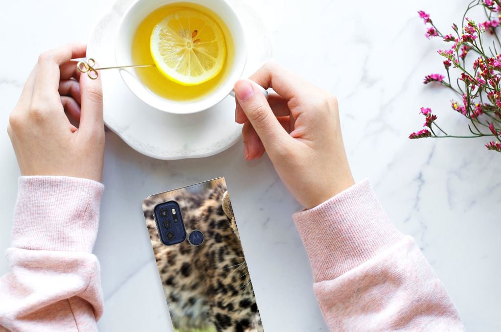 Motorola Moto G60s Hoesje maken Baby Luipaard - B2C Telecom