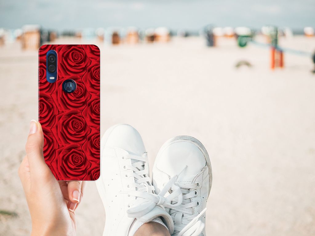 Motorola One Vision TPU Case Red Roses