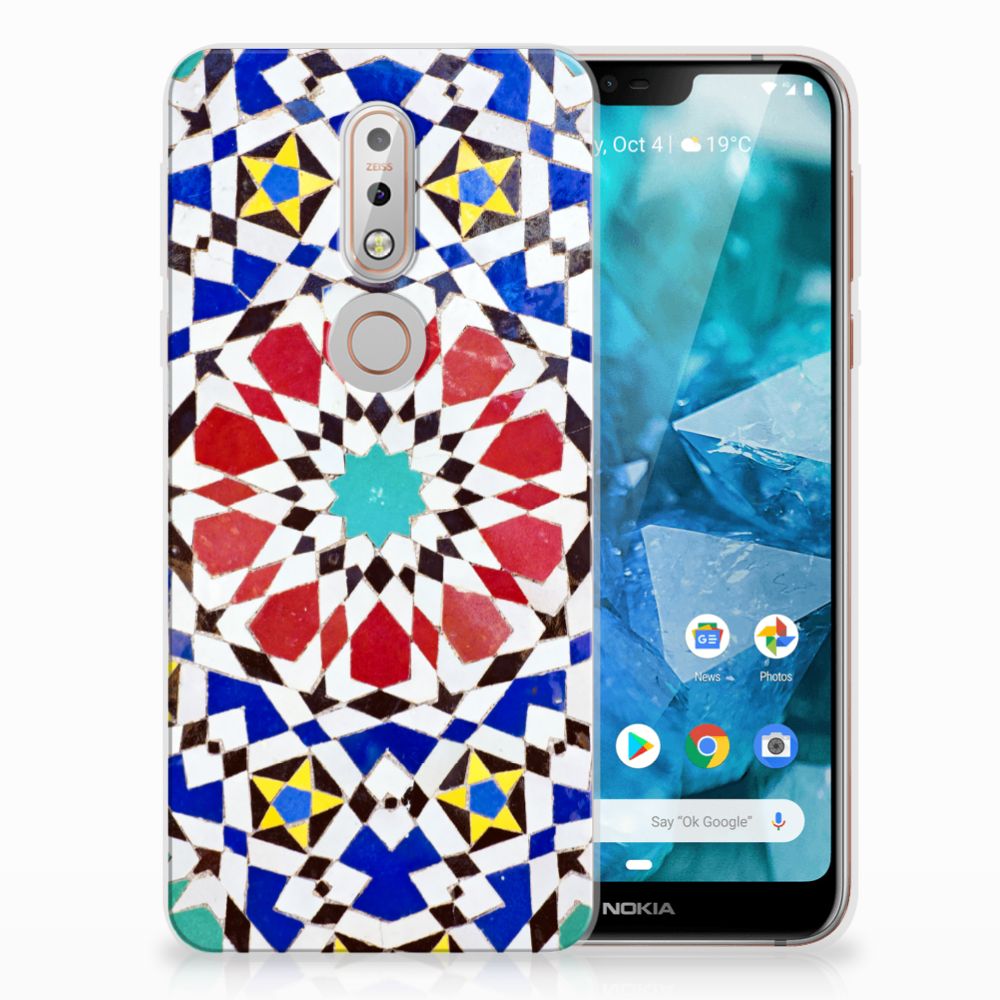 Nokia 7.1 TPU Siliconen Hoesje Mozaïek