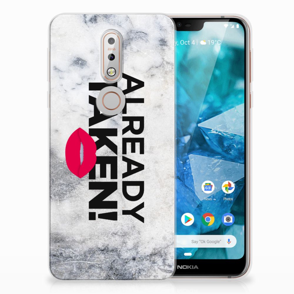 Nokia 7.1 Siliconen hoesje met naam Already Taken White