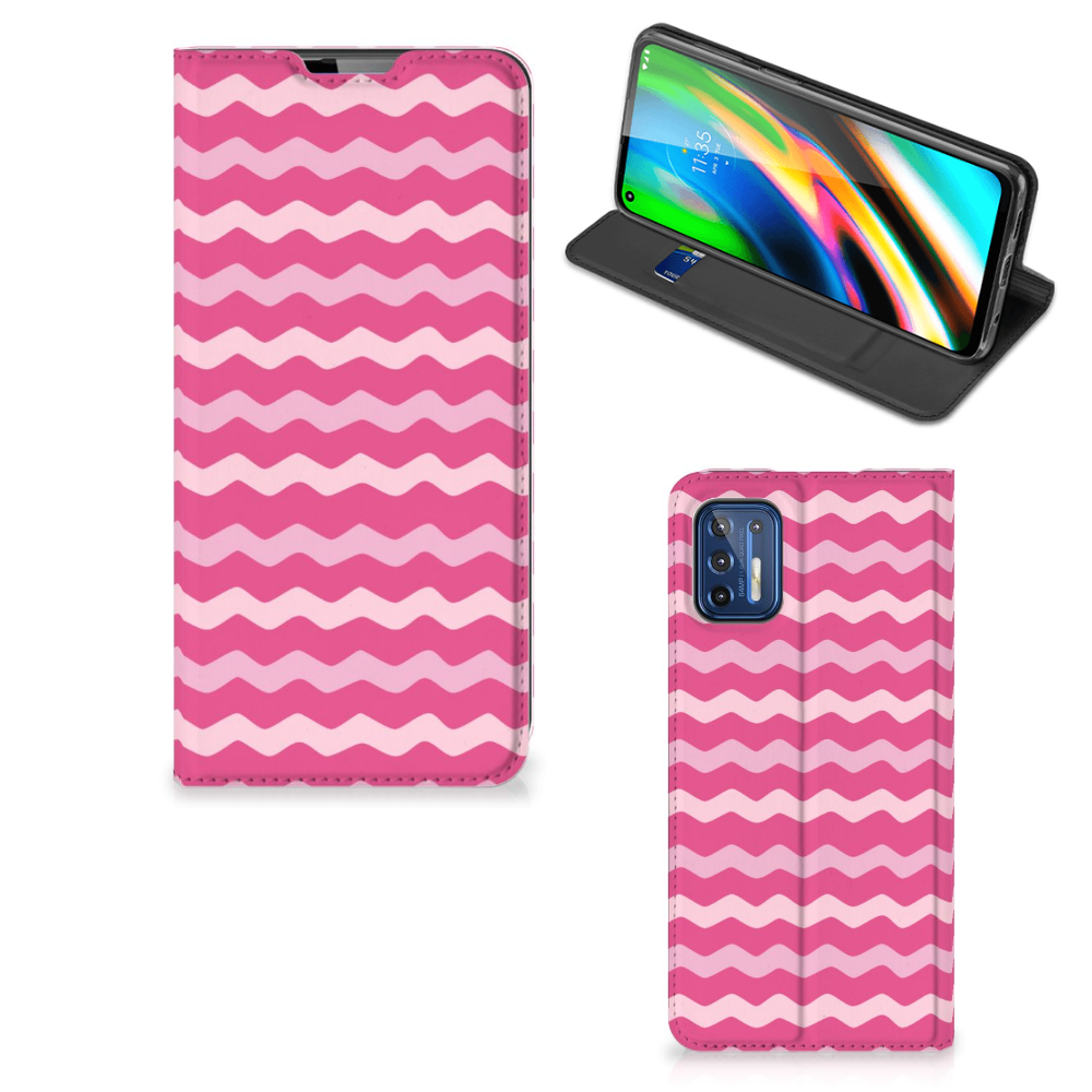 Motorola Moto G9 Plus Hoesje met Magneet Waves Pink - B2C Telecom
