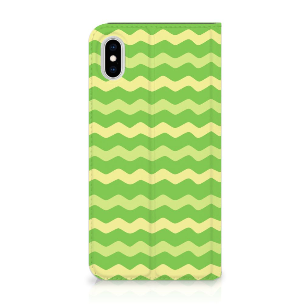 Apple iPhone Xs Max Hoesje met Magneet Waves Green