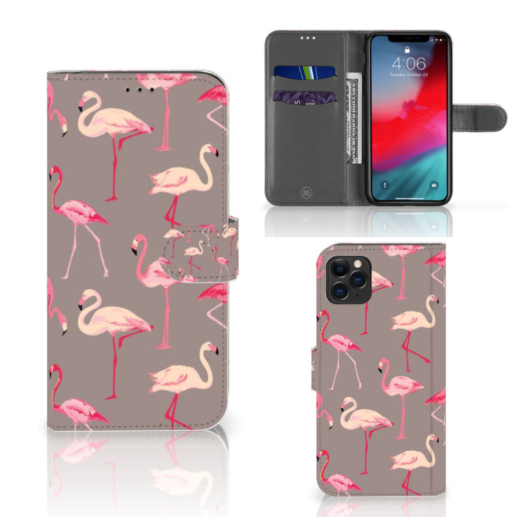 Apple iPhone 11 Pro Max Telefoonhoesje met Pasjes Flamingo