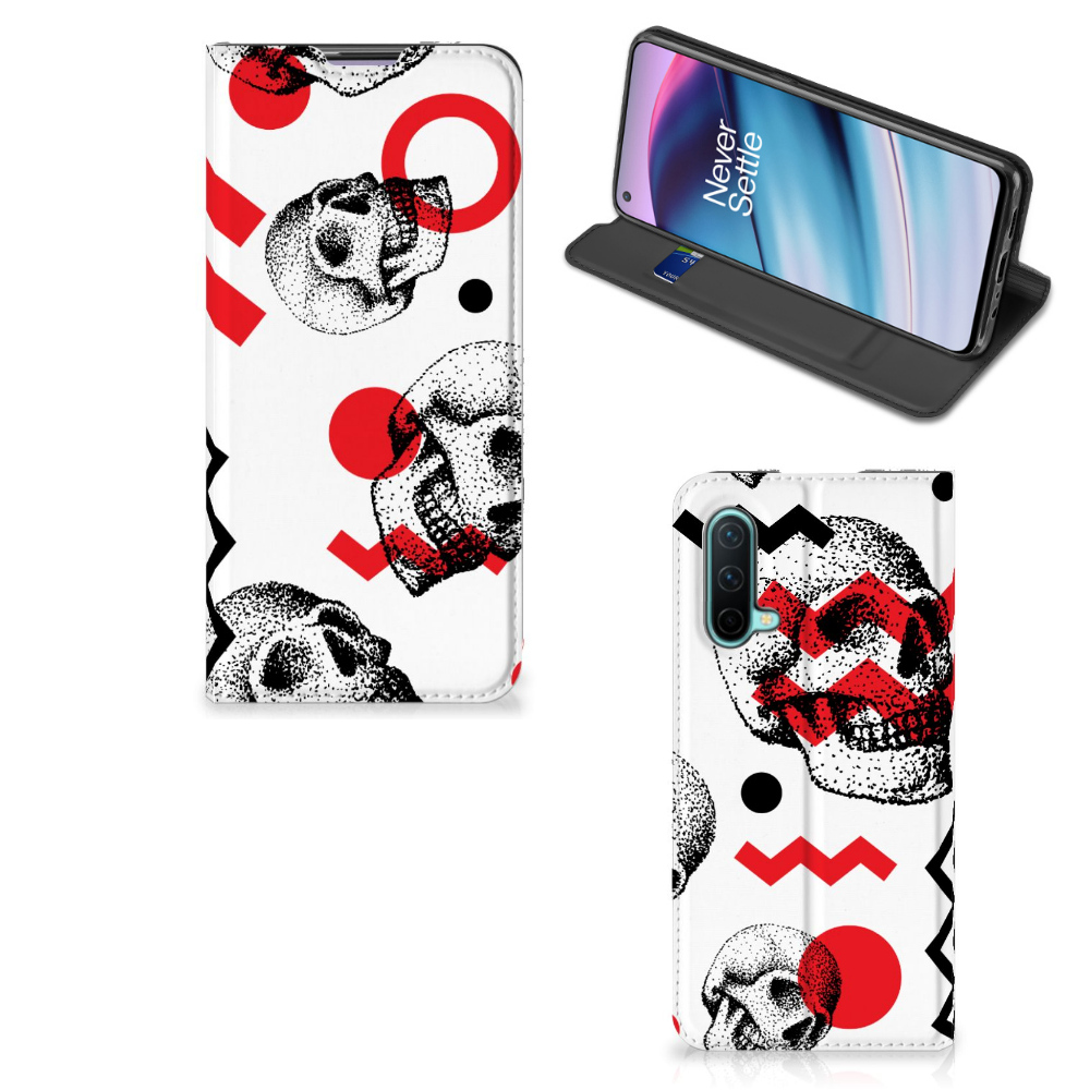 Mobiel BookCase OnePlus Nord CE 5G Skull Red - B2C Telecom