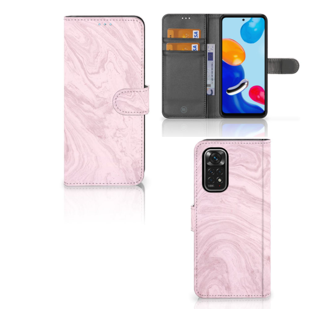 Xiaomi Redmi Note 11/11S Bookcase Marble Pink - Origineel Cadeau Vriendin