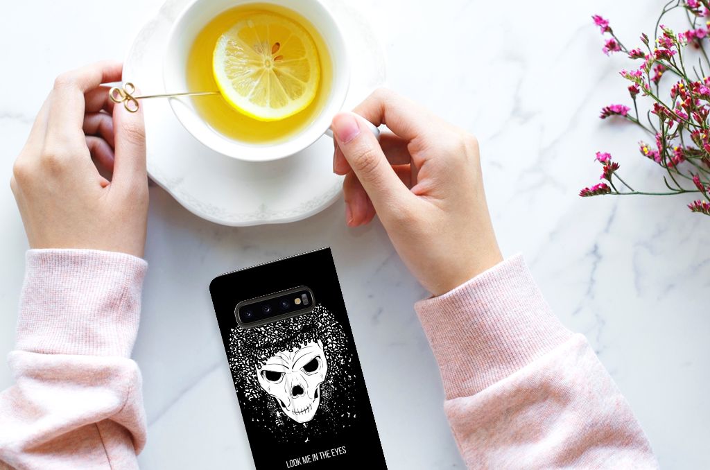 Mobiel BookCase Samsung Galaxy S10 Skull Hair